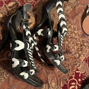 Balenciaga Black and White Heels with Bold Design